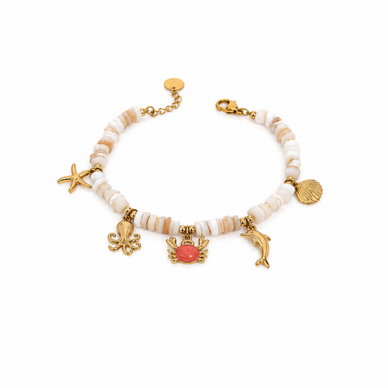 Bracciale waterproof in acciaio inossidabile con ciondoli ispirati al mare.
