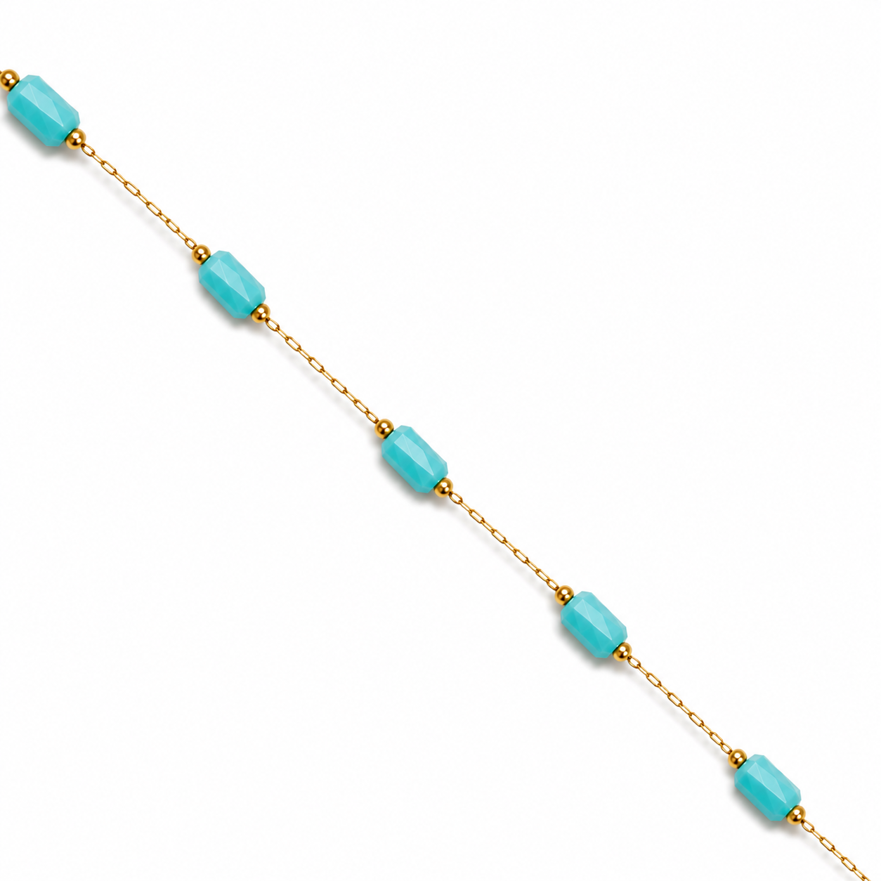 Collana estiva elegante con perline luminose turchesi