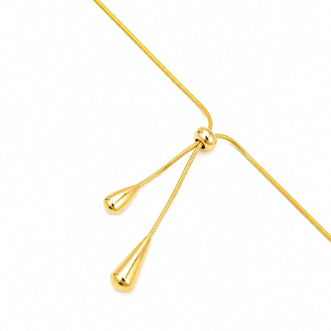 Collana Riviera dorata con pendenti a goccia e chiusura scorrevole