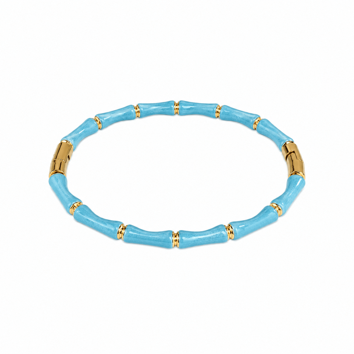 Bracciale Camilla effetto bambù color azzurro e dettagli in acciaio inox.