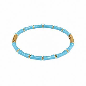 Bracciale Camilla effetto bambù color azzurro e dettagli in acciaio inox.